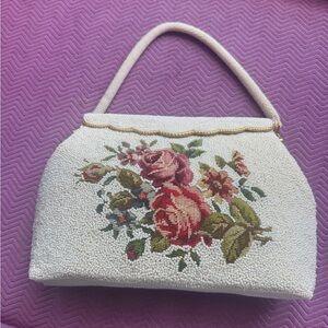 Vintage 1960s beaded and embroidered rose handbag